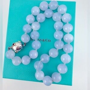 RARE Tiffany & Co. Etoile Blue Chalcedony Gemstone Necklace 18"